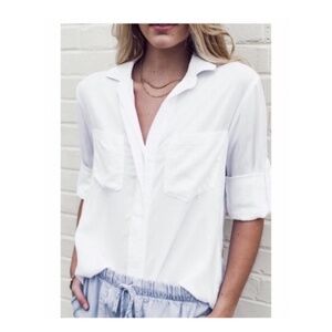 NWT Anthropologie Cloth & Stone Two-Pocket Buttondown – White, Size Medium